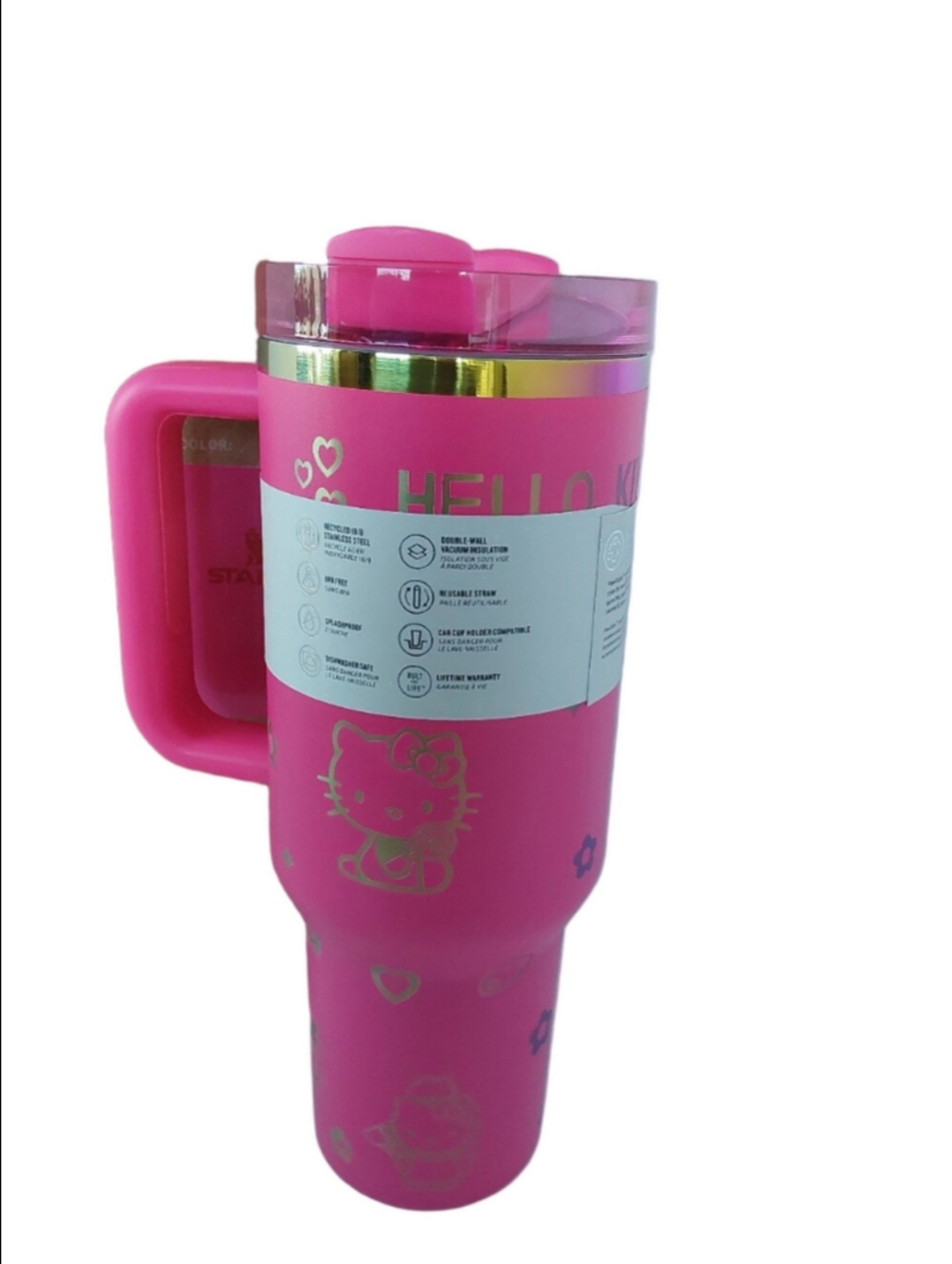 Stanley Pink Hello Kitty Stainless Tumbler with Handle 40oz - Picture 3 of 7